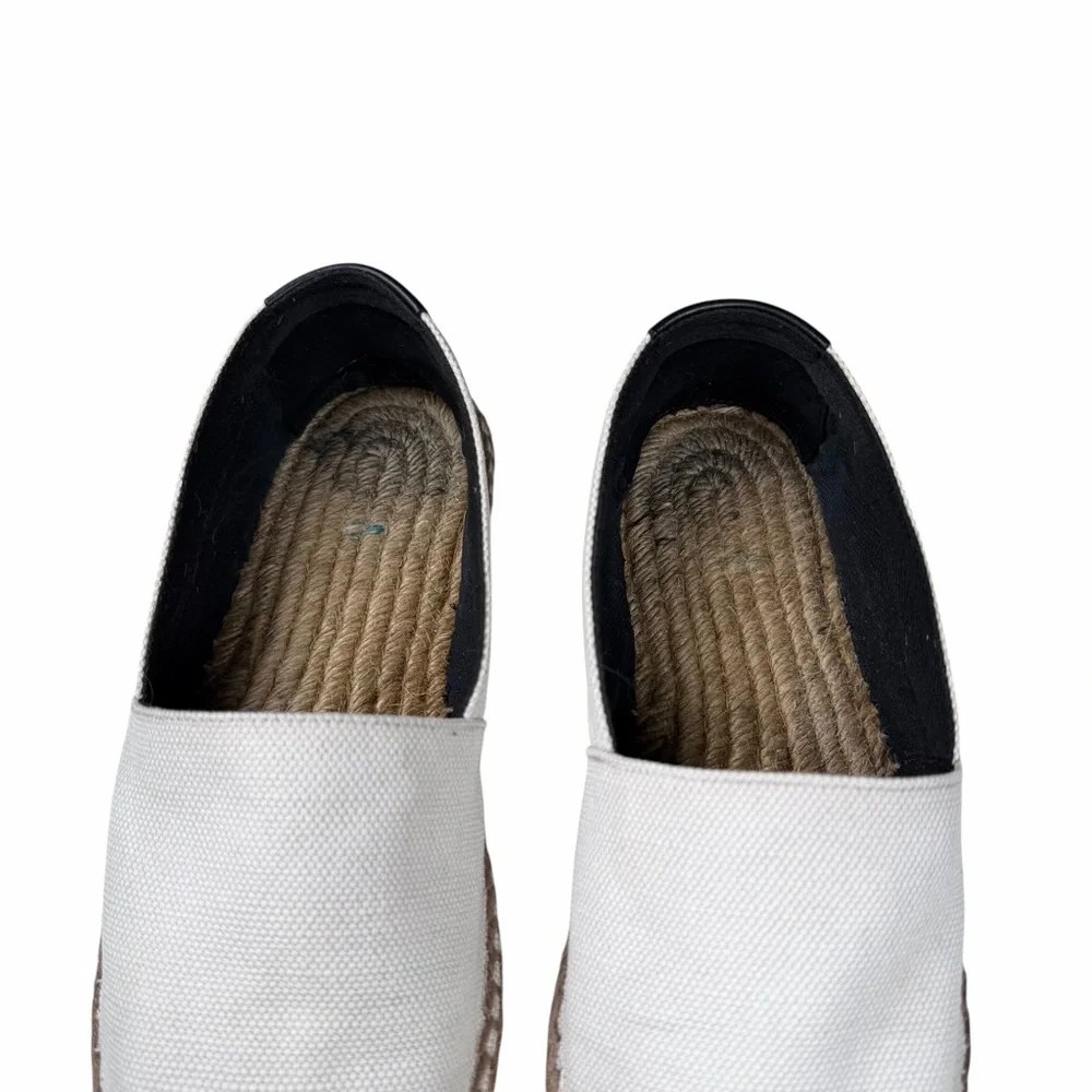 Saint‎ Laurent Beige Canvas Espadrilles w Embroidered Logo Sz 36
